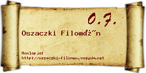 Oszaczki Filomén névjegykártya